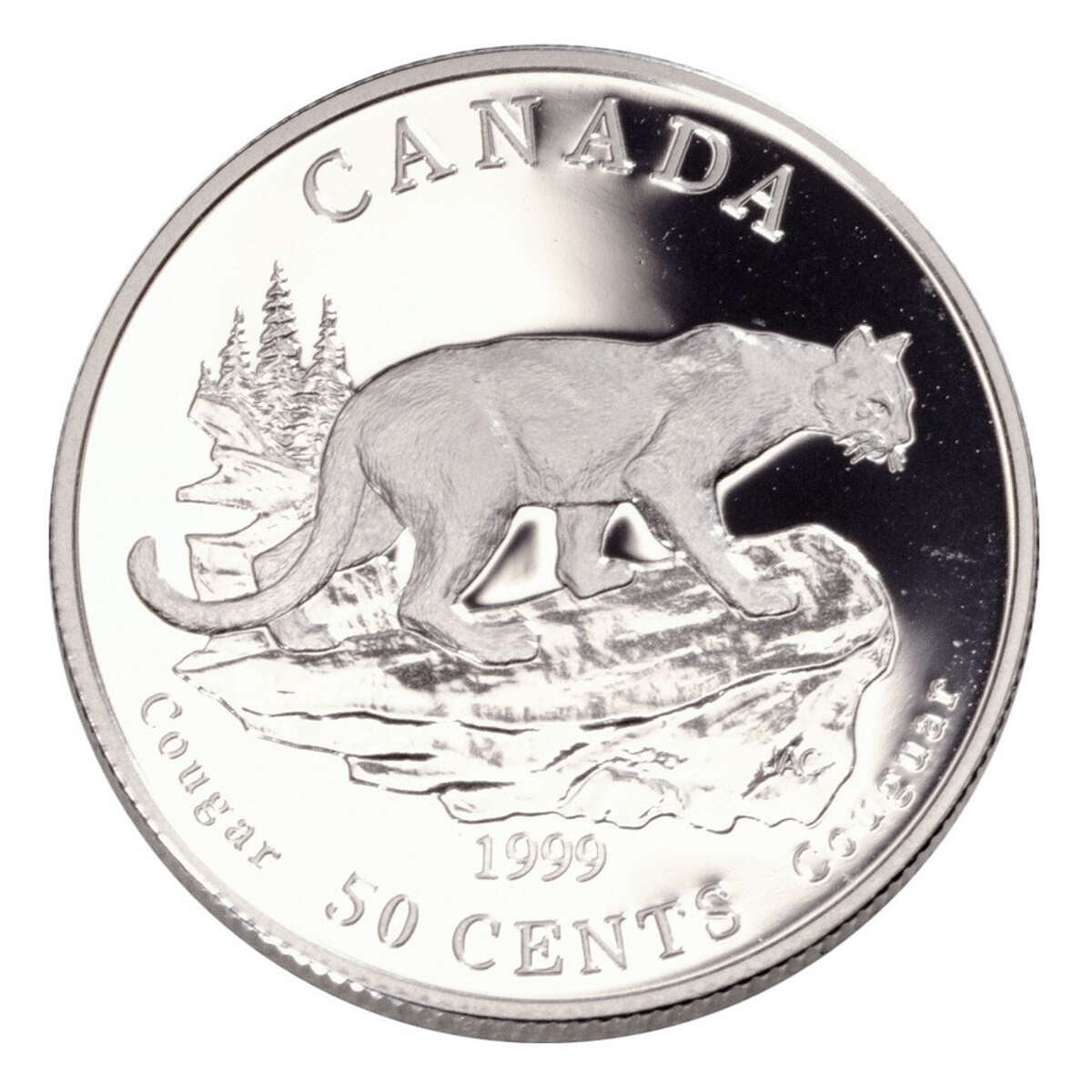 1999 50c Cats of Canada: Cougar - Sterling Silver Coin