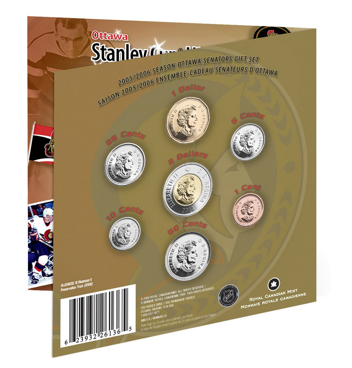 2006 Ottawa Senators: NHL Coin Set with Coloured 25-cent