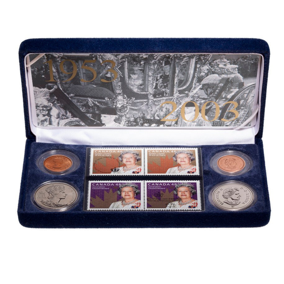 1953 - 2003 Queen Elizabeth II Coronation Stamp & Coin Set