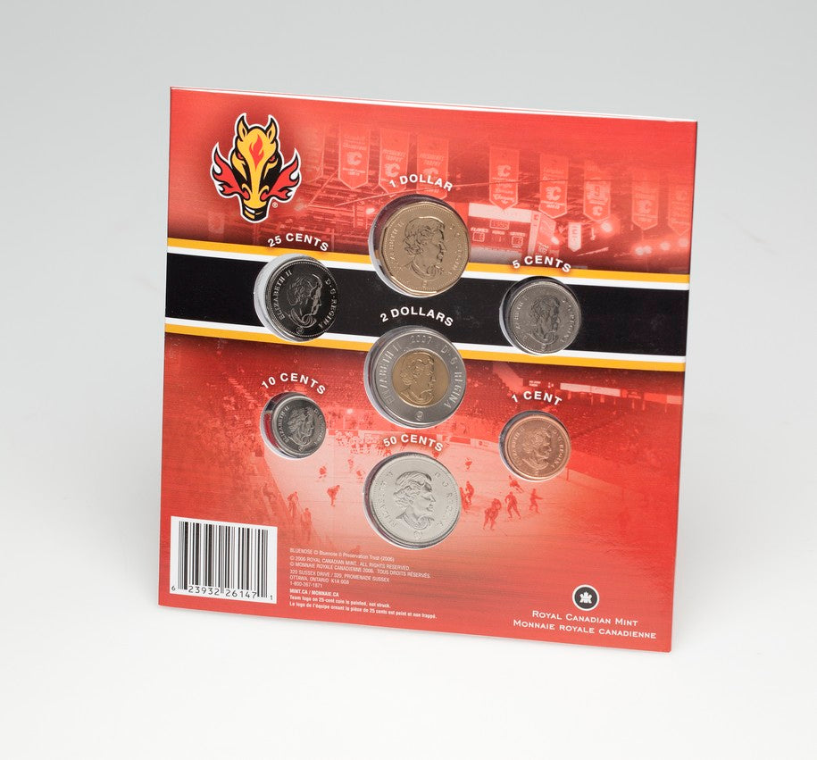 2007 Calgary Flames: NHL Coin Set with Coloured 25-cent