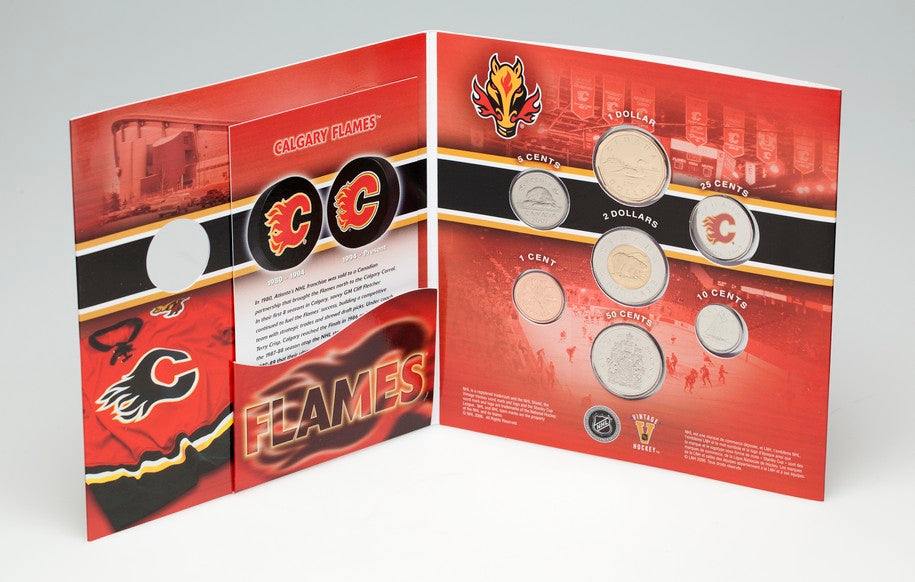 2007 Calgary Flames: NHL Coin Set with Coloured 25-cent