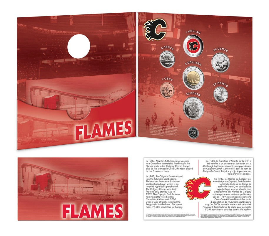 2008 Calgary Flames: NHL Coin Set with Coloured $1