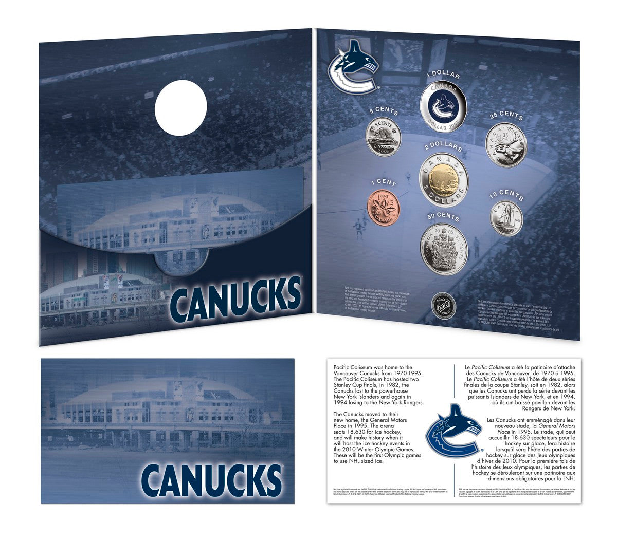 2007-2008 Vancouver Canucks: NHL Coin Set with coloured $1