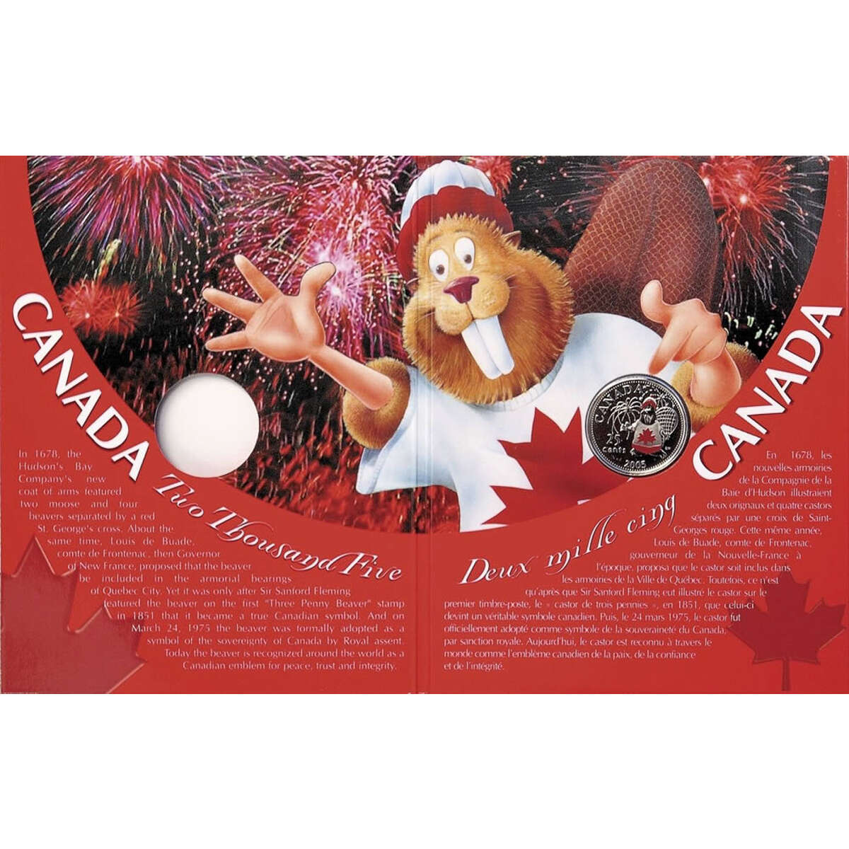 2005 25c Canada Day - Coloured Coin