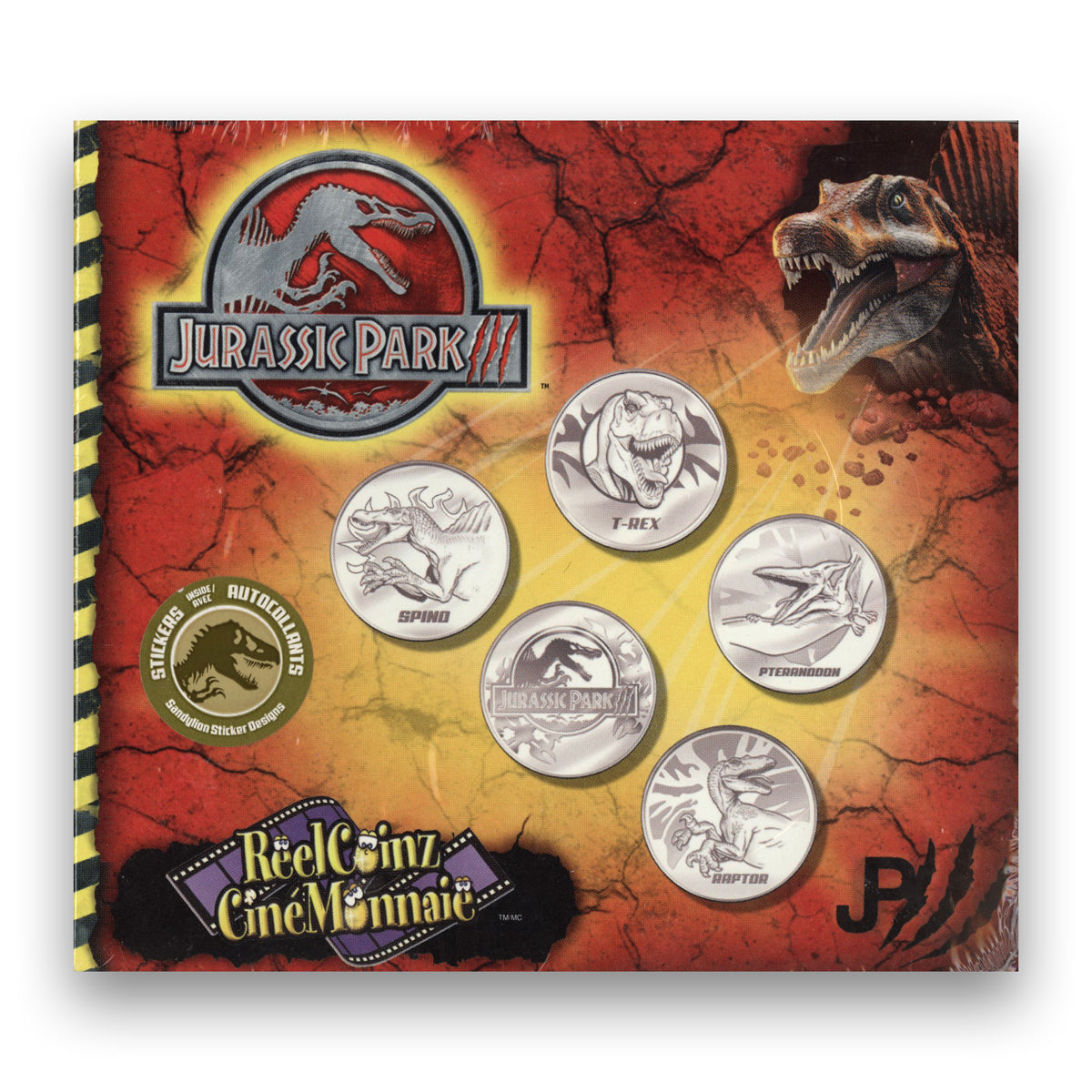 2001 Jurassic Park ReelCoinz: 5 Medallions and Stickers Set