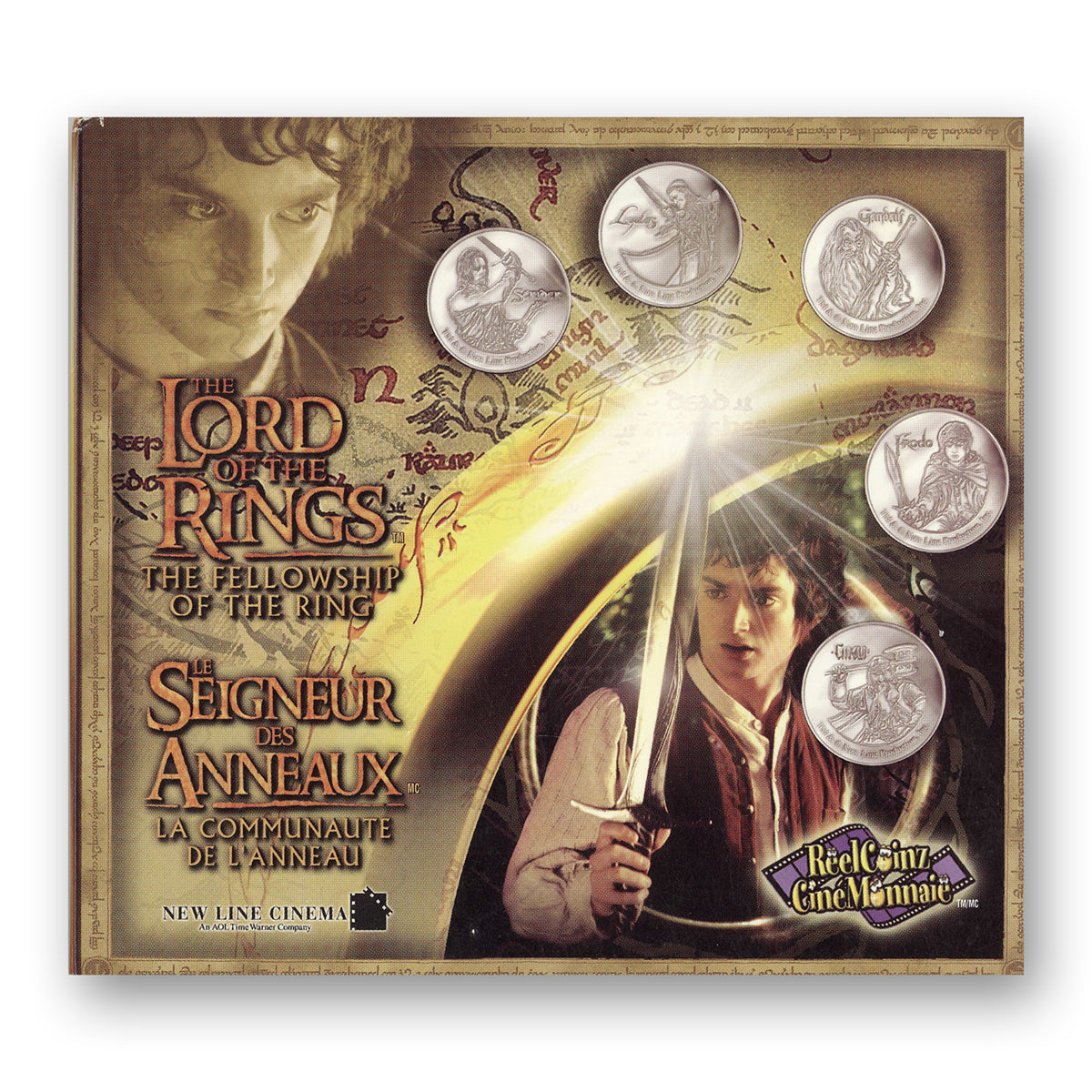 2002 The Lord of the Rings: The Fellowship of the Ring ReelCoinz - 5 Medallions & Stickers Set