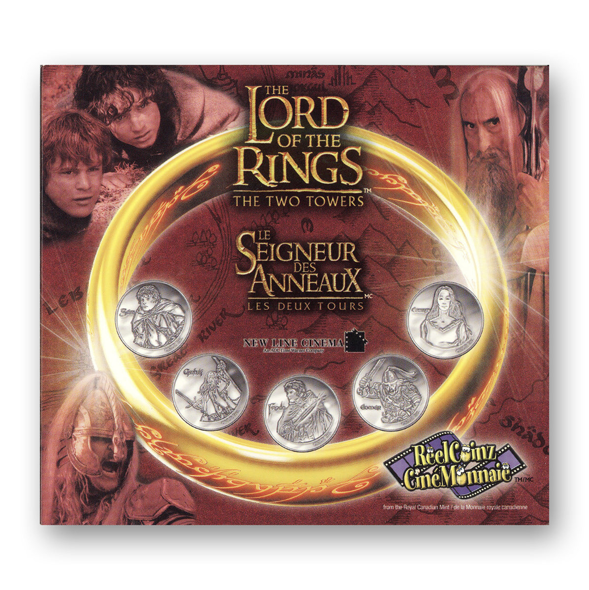 2002 The Lord of the Rings: The Two Towers ReelCoinz - 5 Medallions & Stickers Set