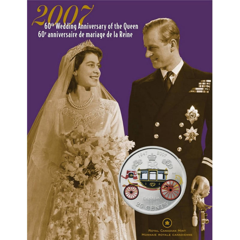 2007 25c Elizabeth II and Prince Philip, 60th Wedding Anniversary - Coloured Coin