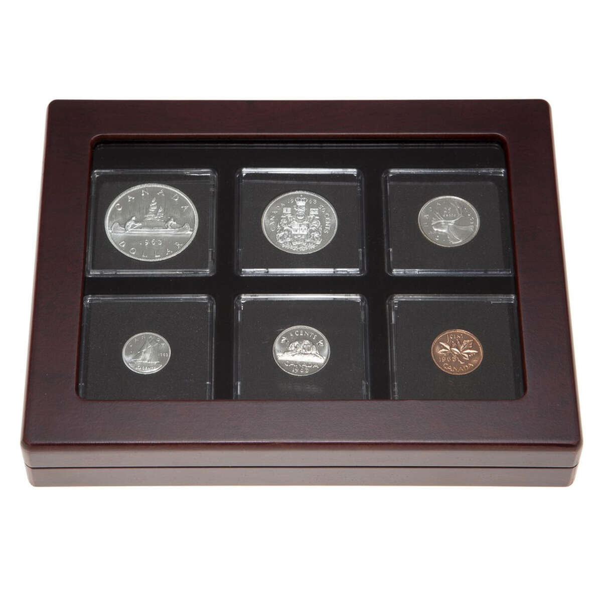 1963 Uncirculated Coin Set in Custom Mahogany Display Case