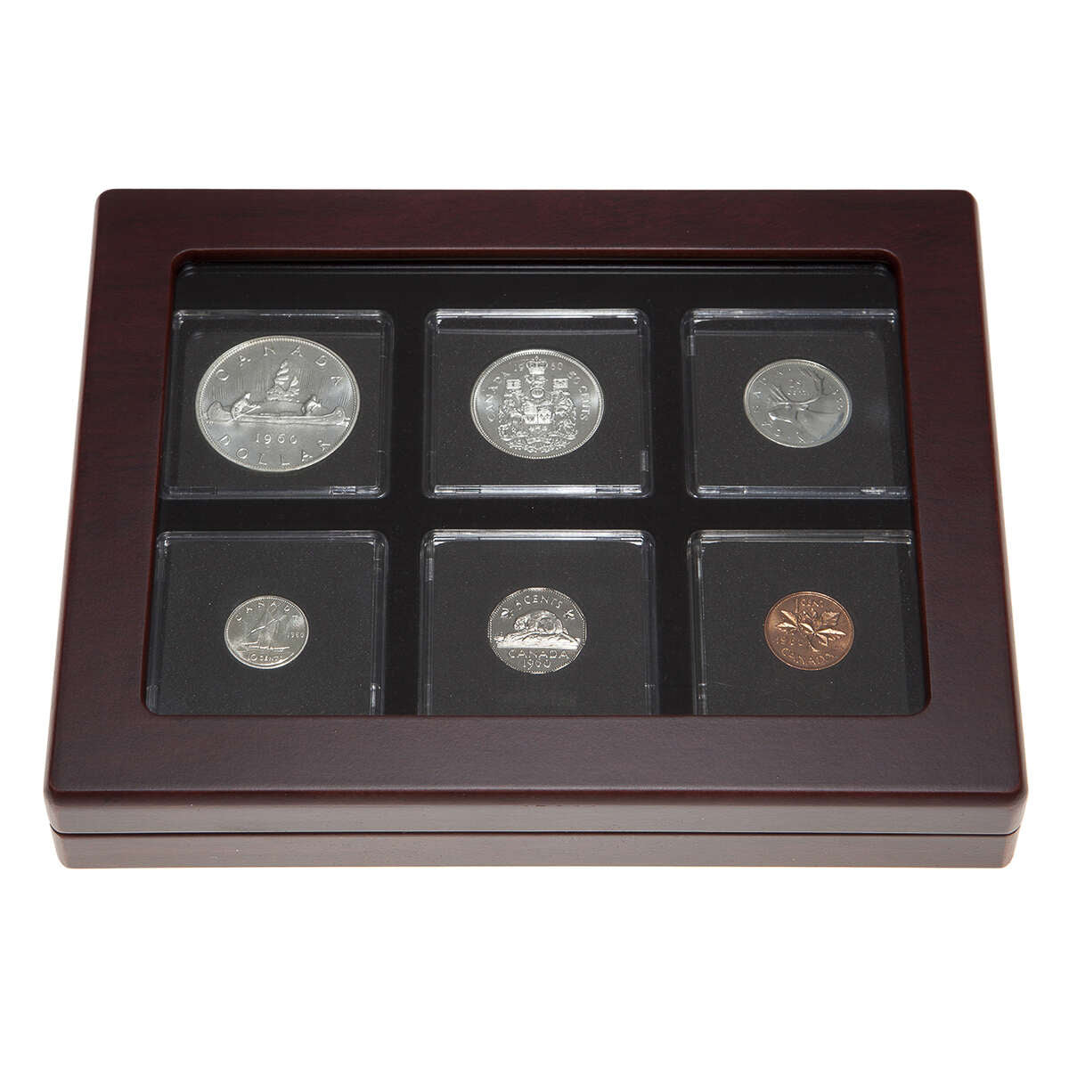 1960 Uncirculated Coin Set in Custom Mahogany Display Case