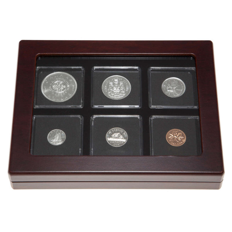 1964 Uncirculated Coin Set in Custom Mahogany Display Case
