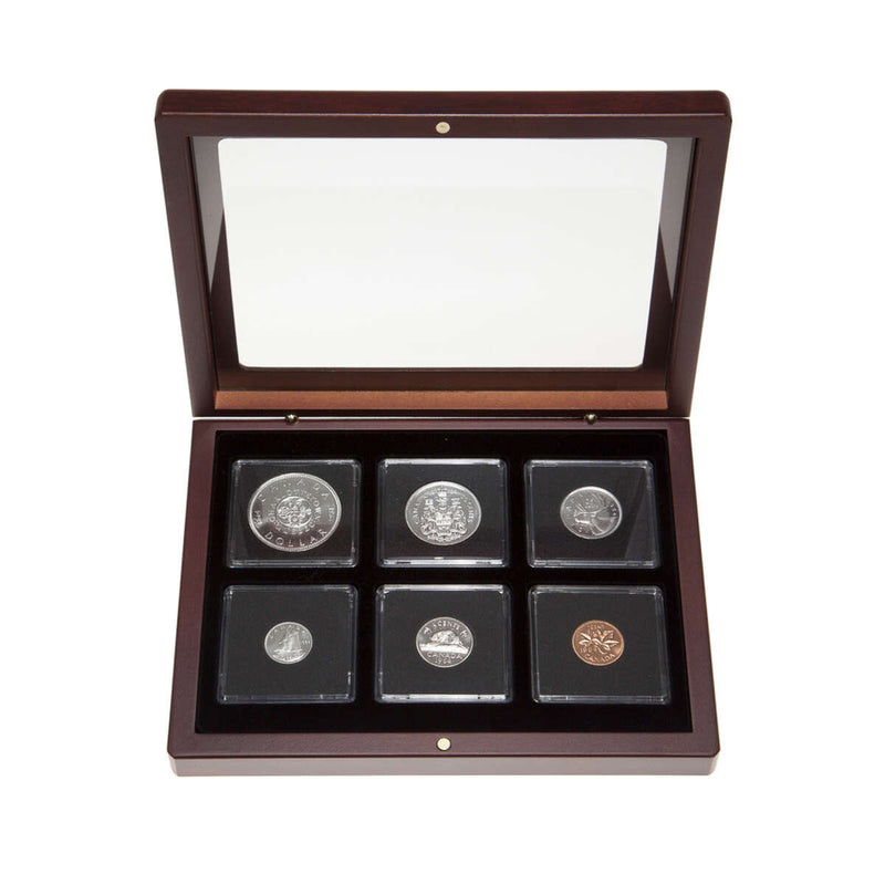 1964 Uncirculated Coin Set in Custom Mahogany Display Case