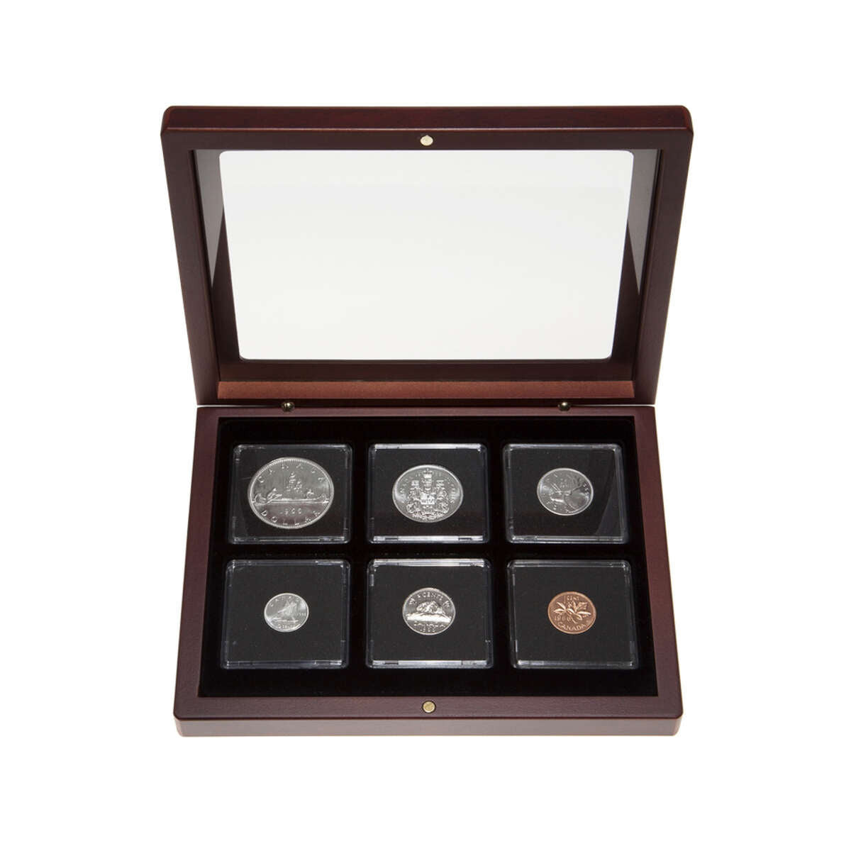 1966 Uncirculated Coin Set in Custom Mahogany Display Case