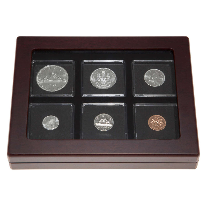 1966 Uncirculated Coin Set in Custom Mahogany Display Case