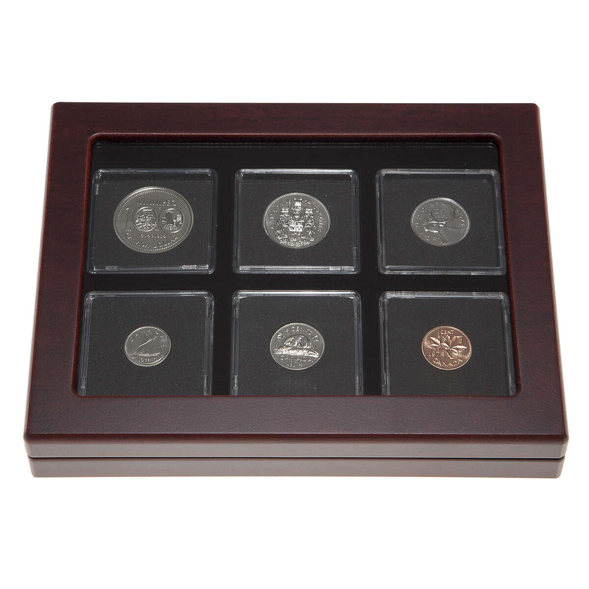 1974 Uncirculated Coin Set in Custom Mahogany Display Case