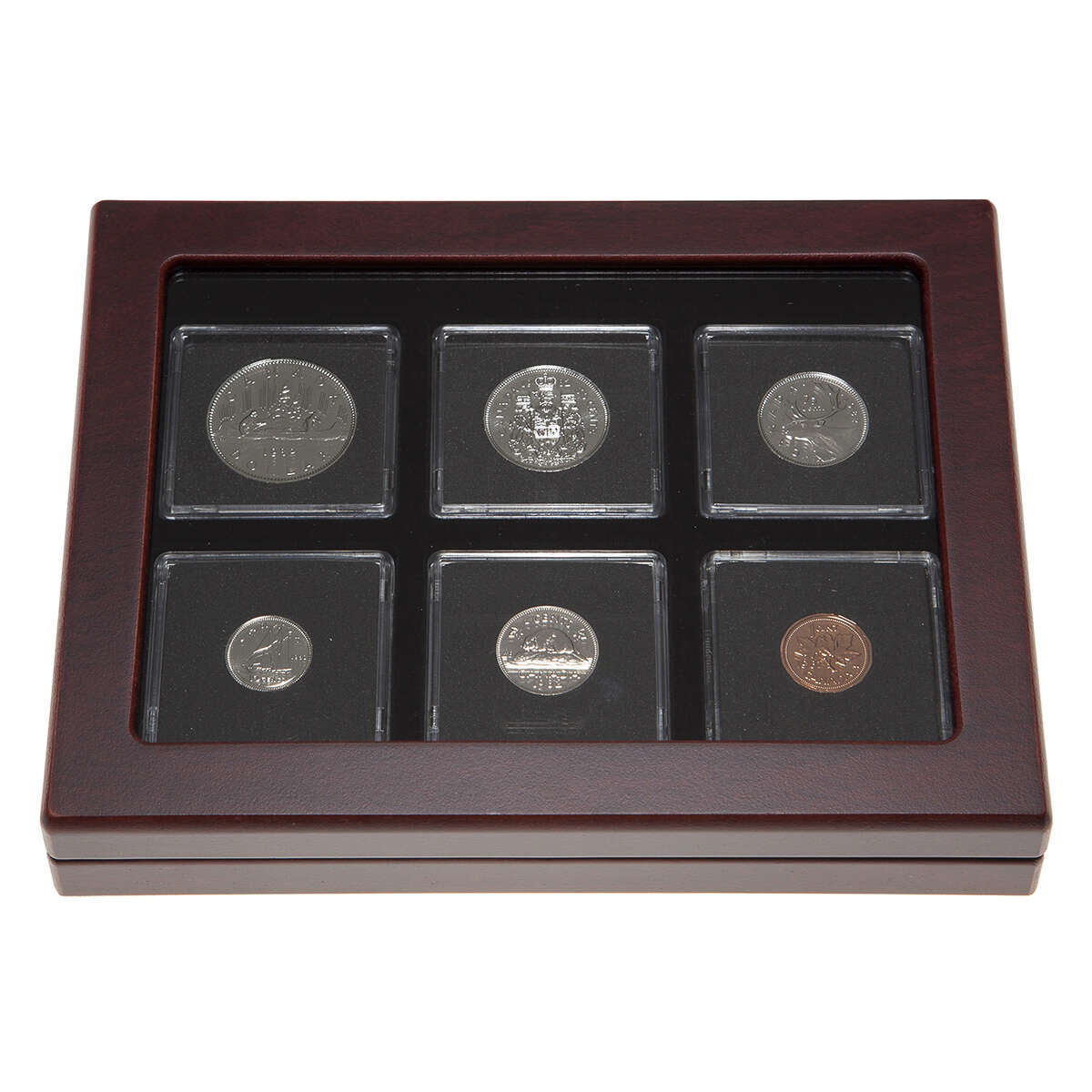 1982 Uncirculated Coin Set in Custom Mahogany Display Case