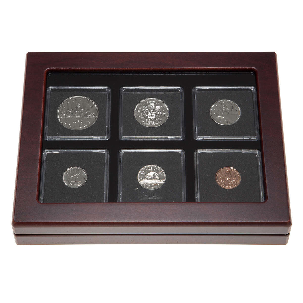 1985 Proof-Like Coin Set in Custom Mahogany Display Case