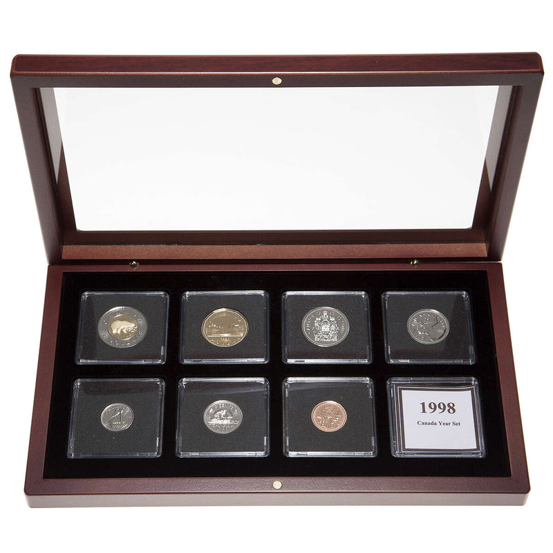1998 Proof-Like Coin Set in Custom Mahogany Display Case