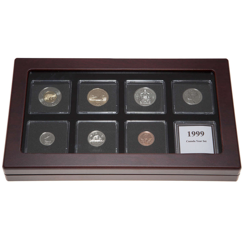1999 Proof-Like Coin Set in Custom Mahogany Display Case