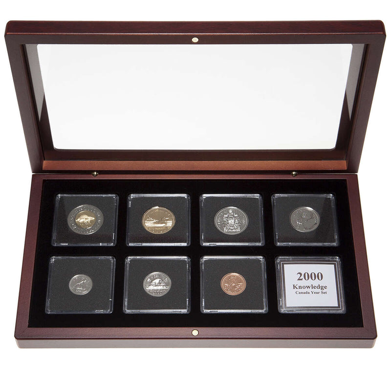 2000 "Knowledge" Proof-Like Coin Set in Custom Mahogany Display Case