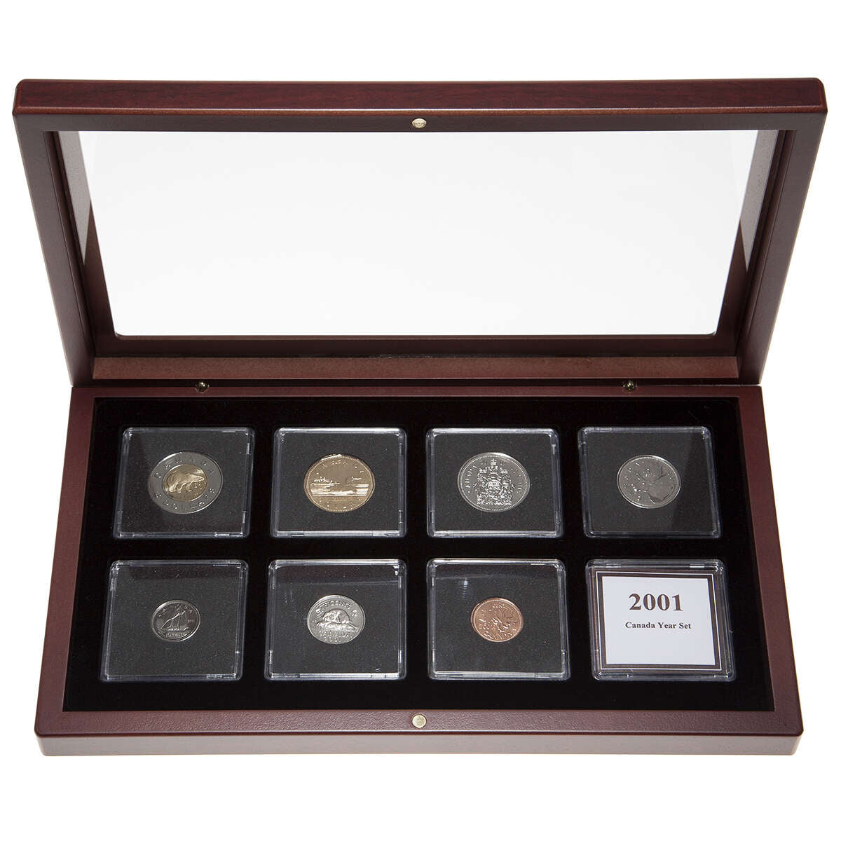 2001 Proof-Like Coin Set in Custom Mahogany Display Case