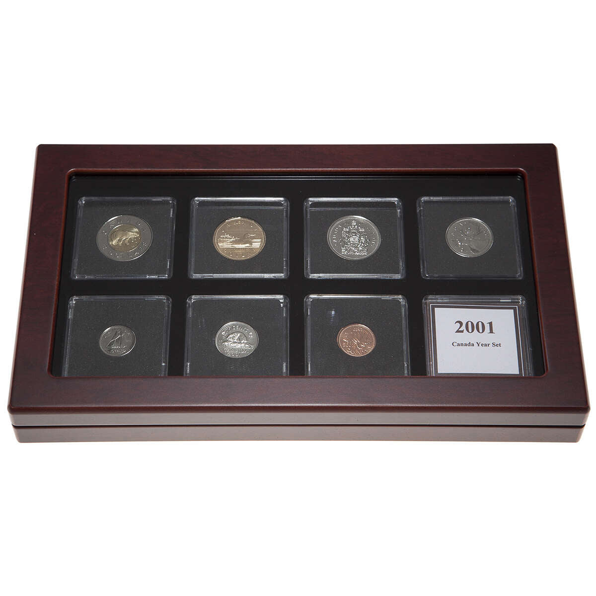 2001 Proof-Like Coin Set in Custom Mahogany Display Case