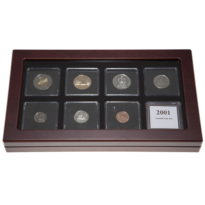 2001 Proof-Like Coin Set in Custom Mahogany Display Case