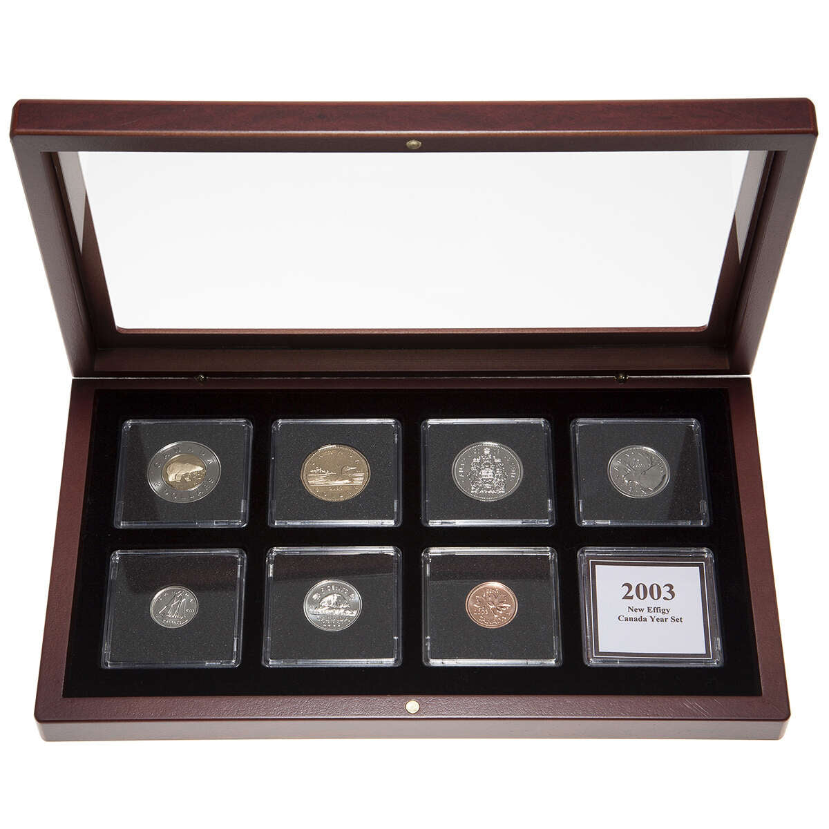 2003 "New Effigy" Proof-Like Coin Set in Custom Mahogany Display Case