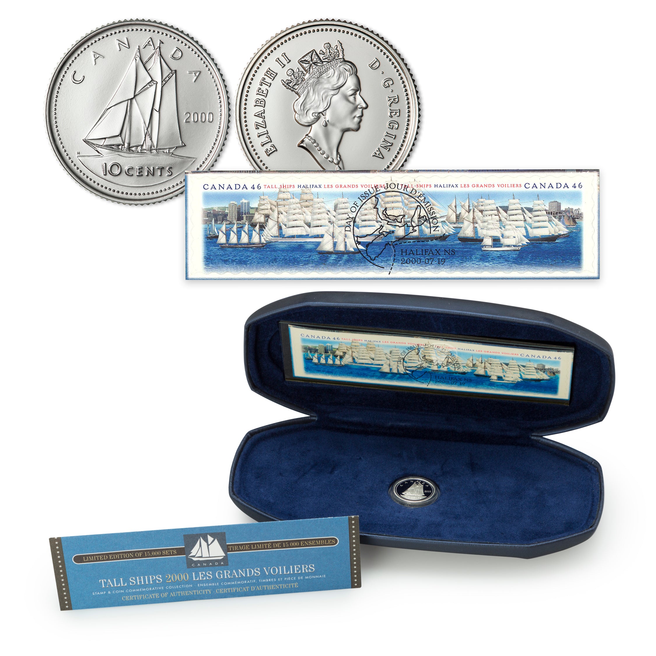 2000 10 Cent Tall Ships - Stamp & Silver Coin Commemorative Collection