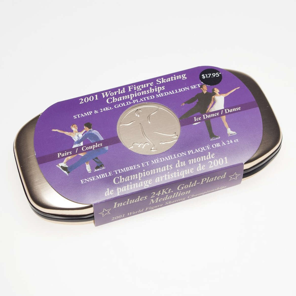 2001 World Figure Skating Championships Stamp & 24Kt. Gold-Plated Medallion Set - Pairs/Ice Dance