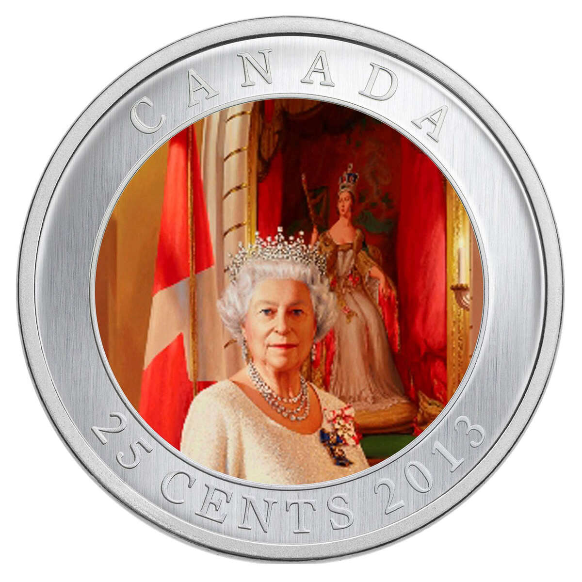 2013 25c Coronation of Queen Elizabeth II - Coloured Coin