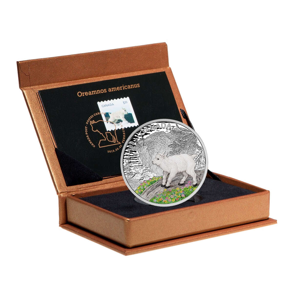 2015 $20 Baby Animals: Mountain Goat - Pure Silver Coin and Stamp Set