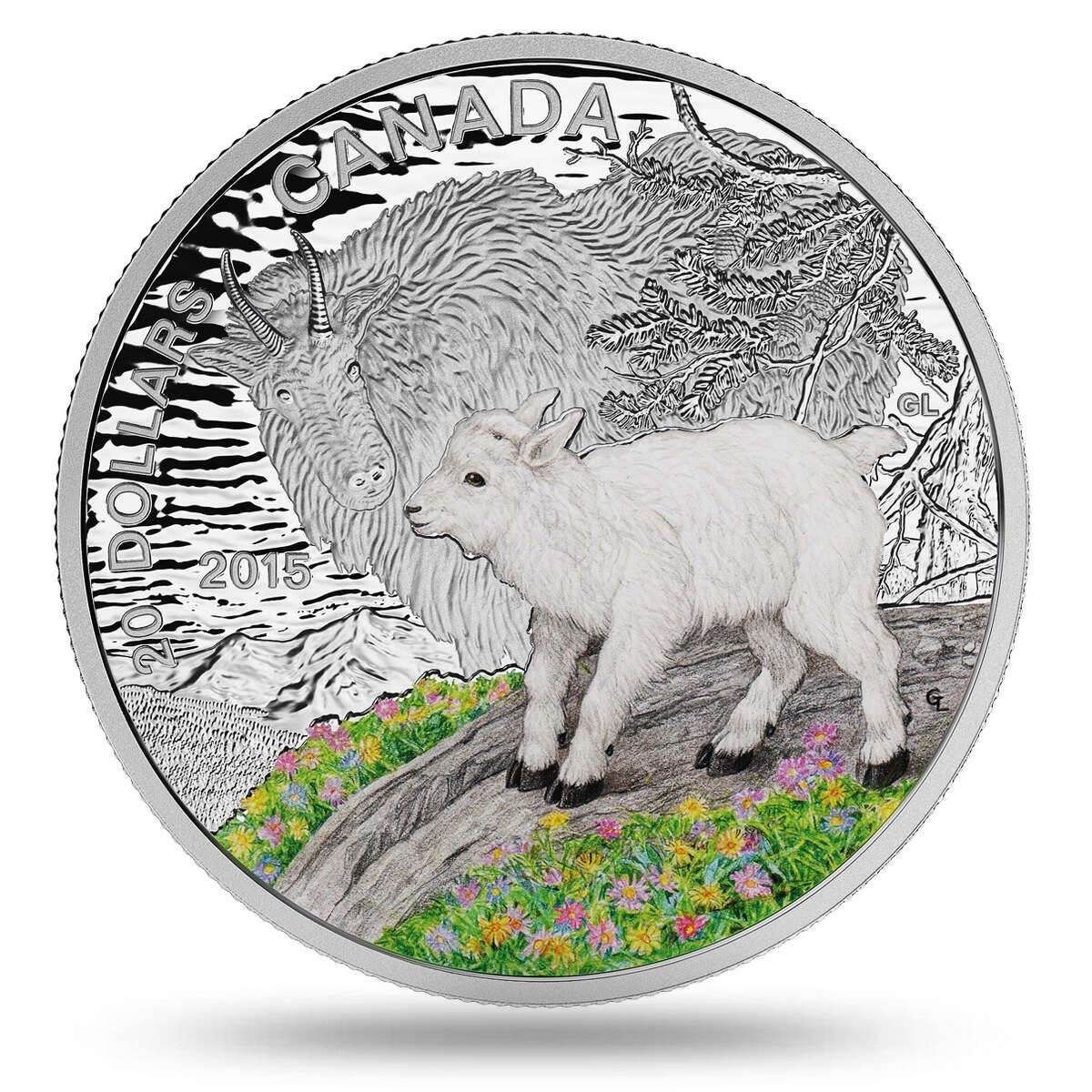 2015 $20 Baby Animals: Mountain Goat - Pure Silver Coin and Stamp Set