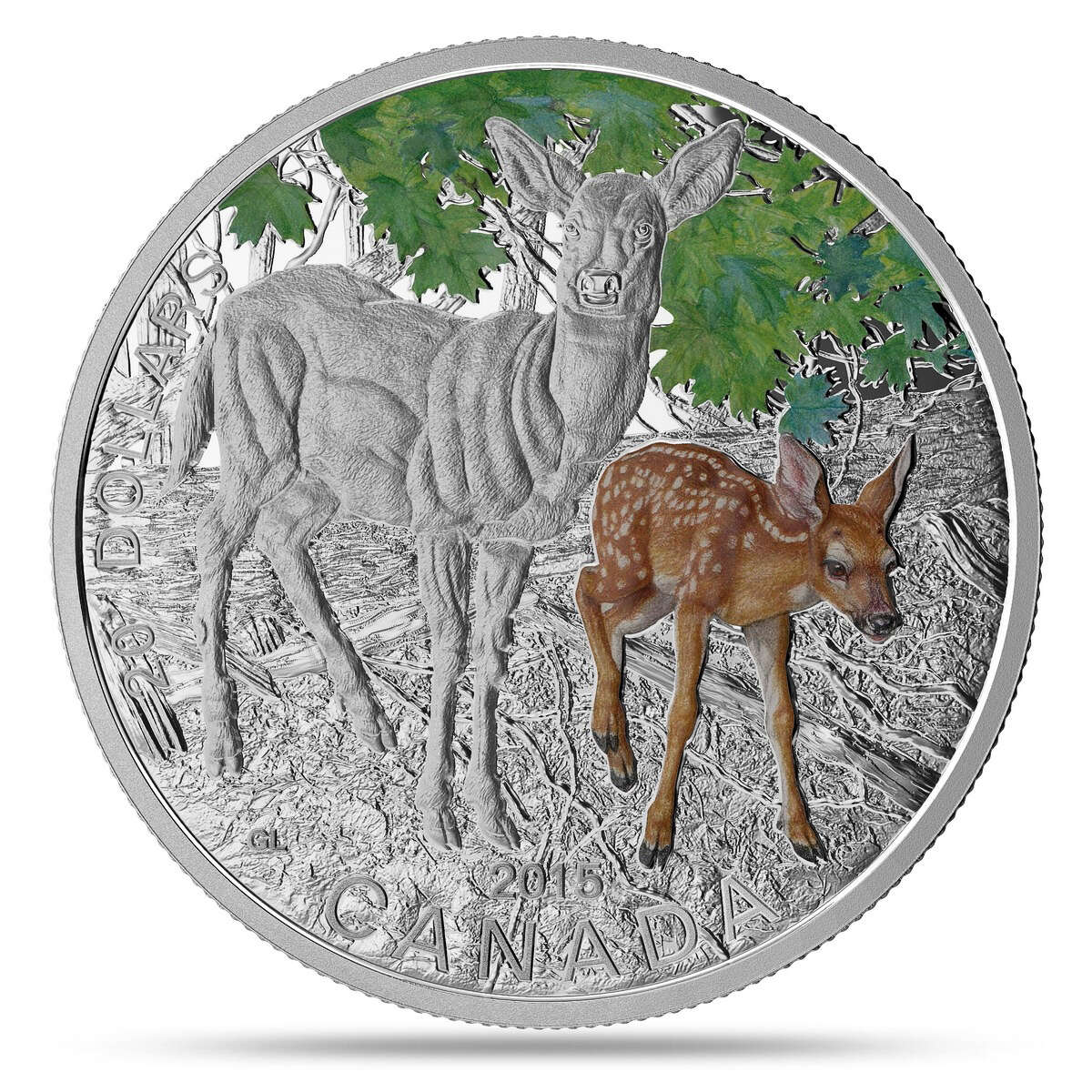 2015 $20 Baby Animals: White-Tailed Deer - Pure Silver Coin and Stamp Set