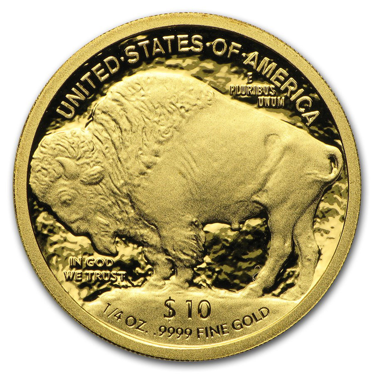 US 2008W $10 American Buffalo 1/4 oz - Pure Gold Coin