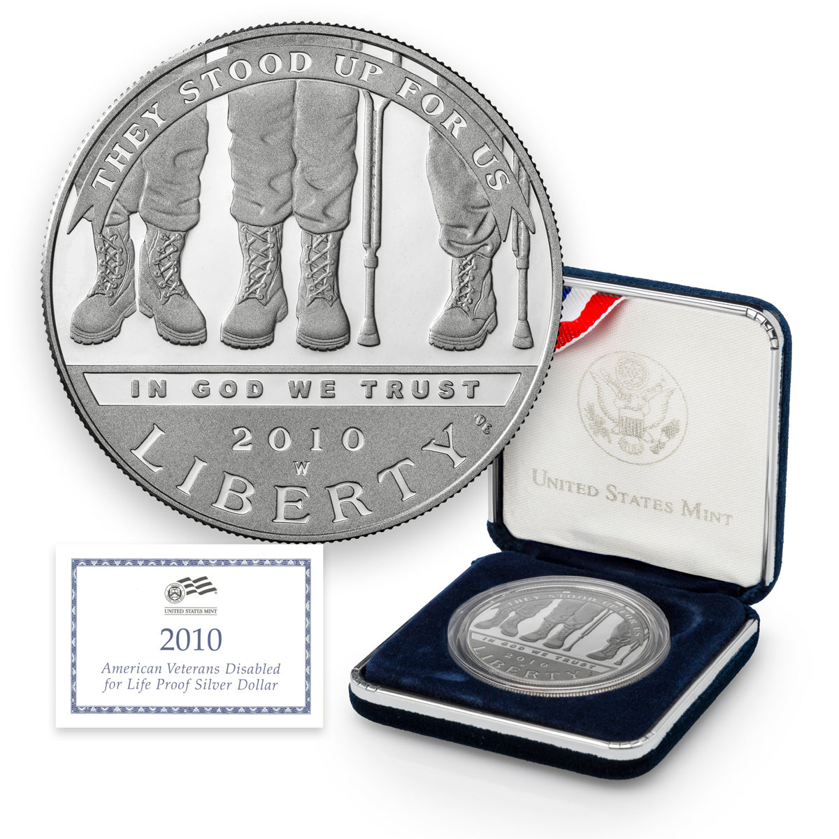 2010 $1 American Veterans Disabled for Life Silver Coin