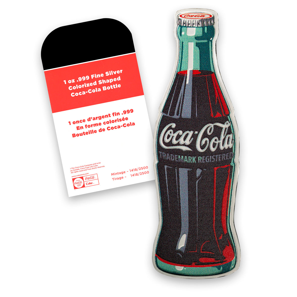 Coca-Cola® Vintage 1 oz Silver Colourized Bottle with Tin Vending Machine