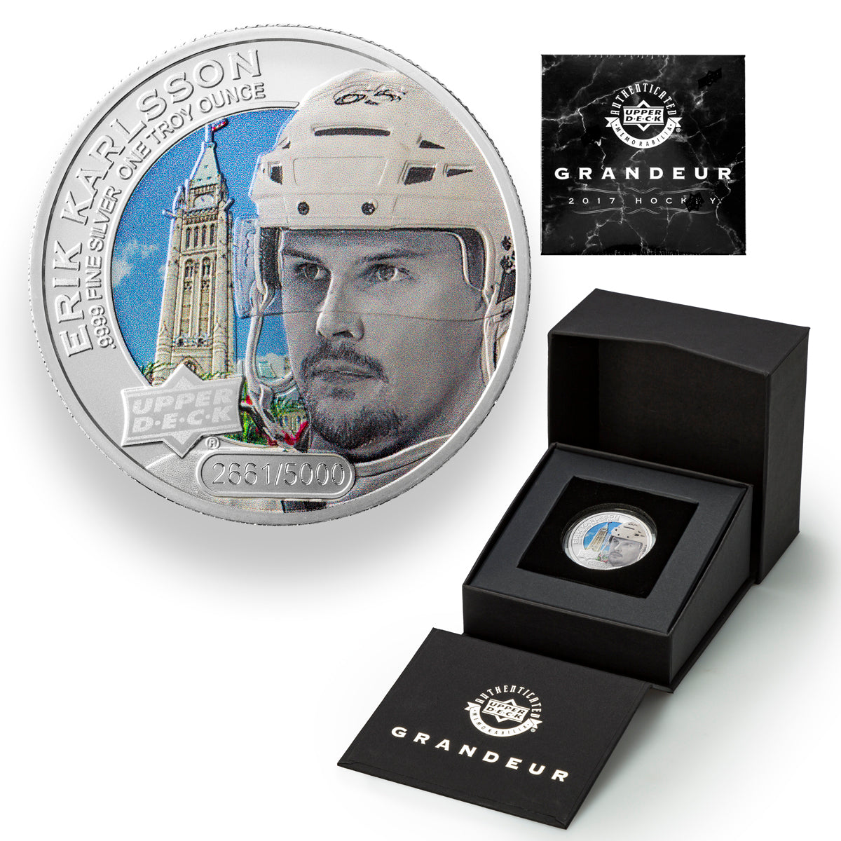 2017 $5 Grandeur Upper Deck: Erik Karlsson - Pure Silver Coin