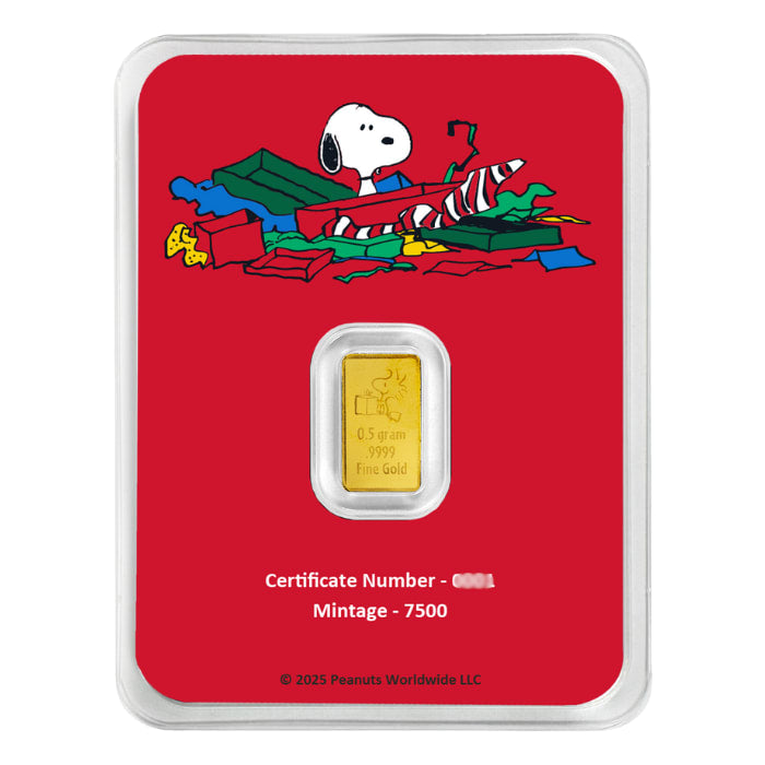 Peanuts 75th Anniversary 0.5g Pure Gold Bar