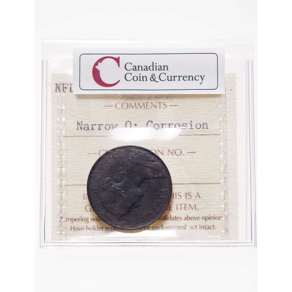 NFLD 1 cent 1880 Narrow 0 ICCS F-15