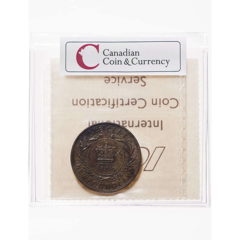 NFLD 1 cent 1896 Brown ICCS MS-60