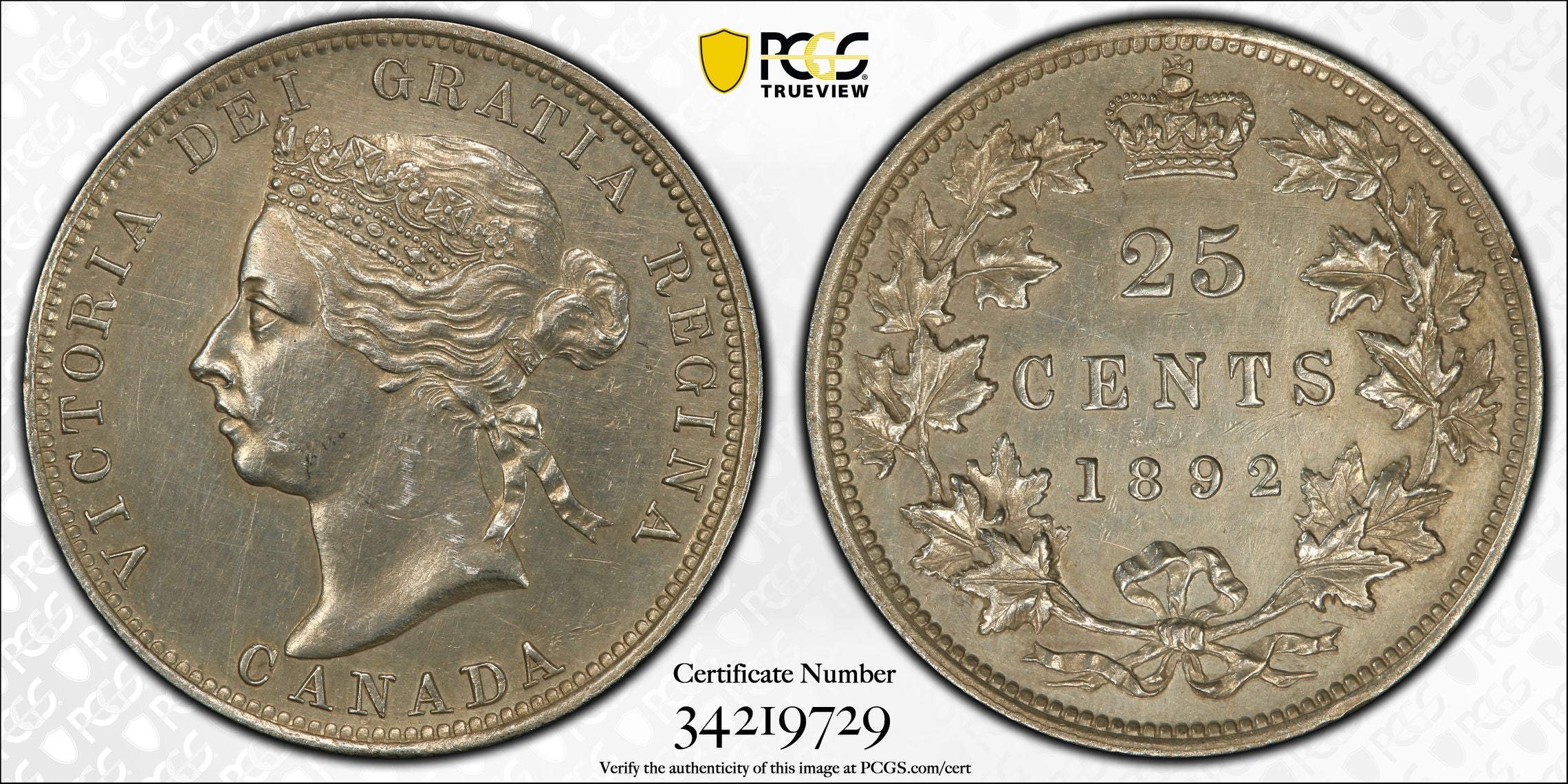 25 cent 1892  PCGS AU-50