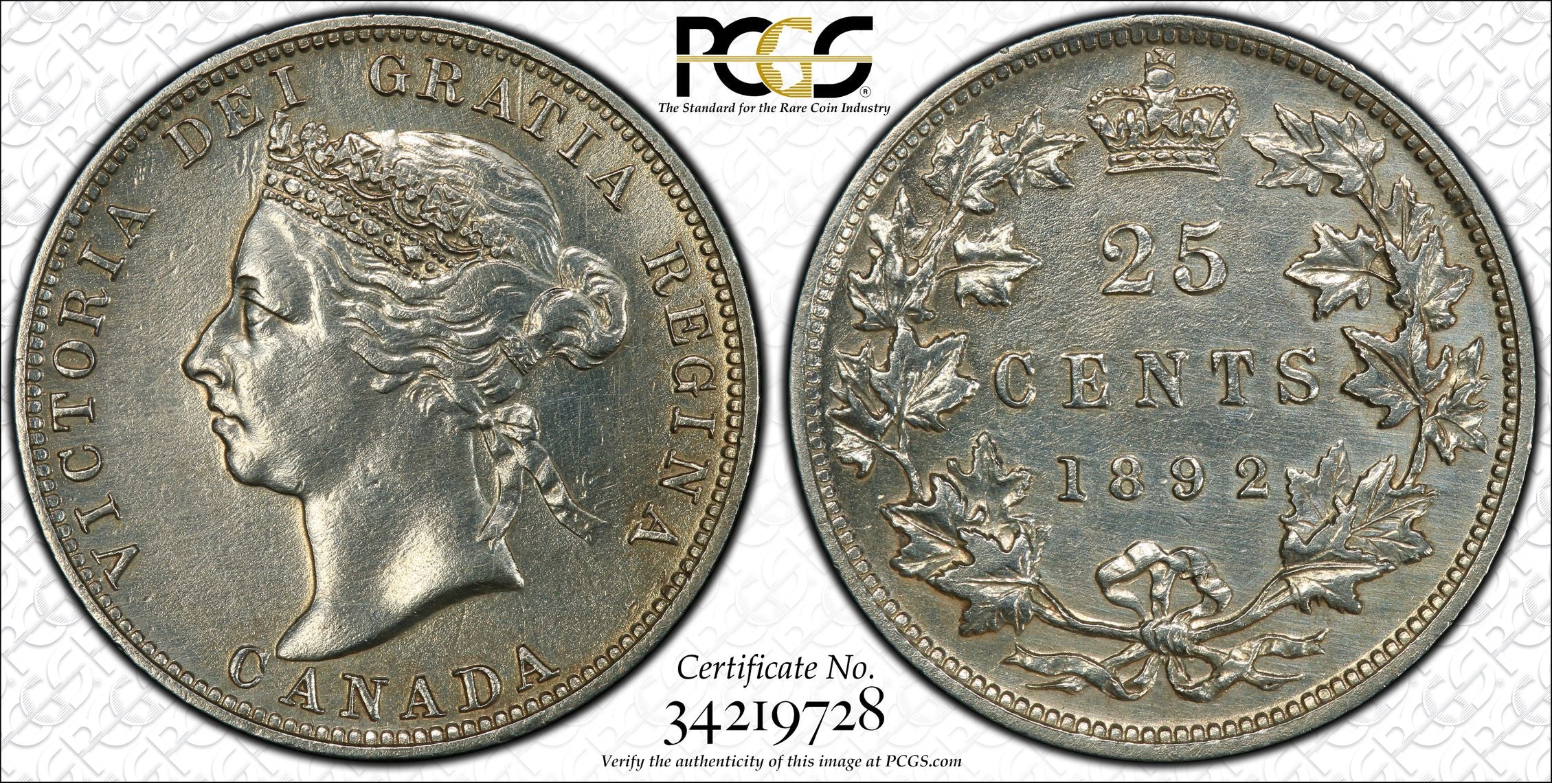 25 cent 1892  PCGS AU-50