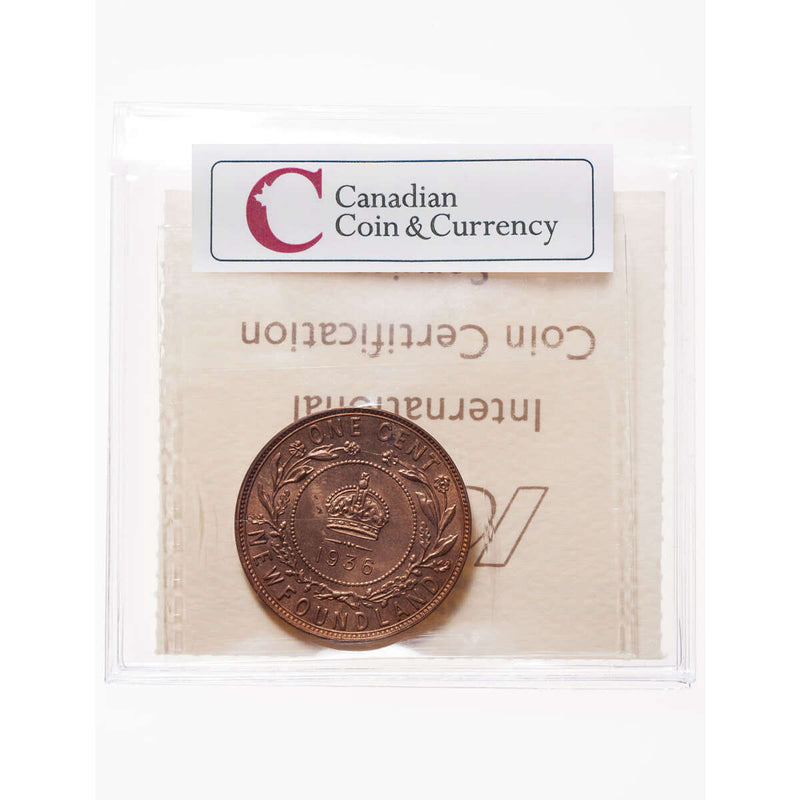 NFLD 1 cent 1936 Red ICCS MS-65