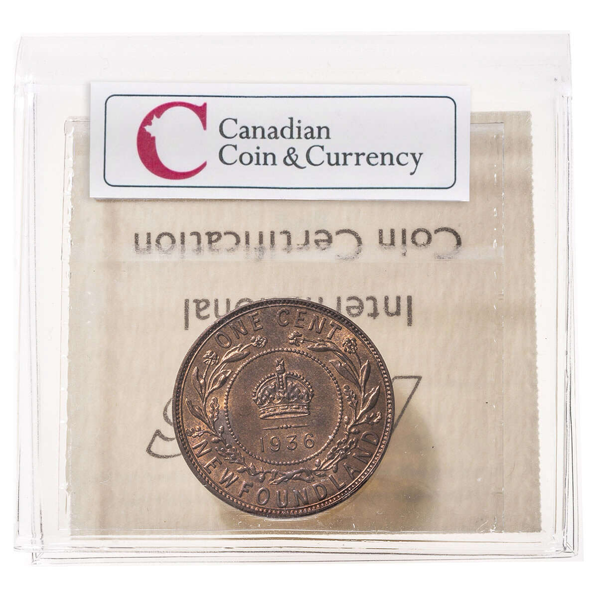 NFLD 1 cent 1936  ICCS MS-65