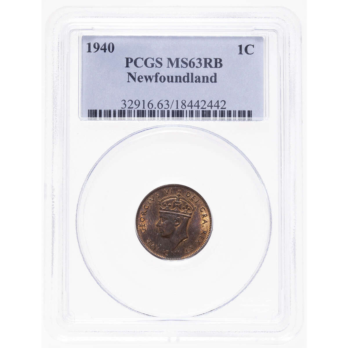 NFLD 1 cent 1940 Red Brown PCGS MS-63