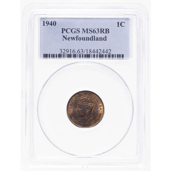 NFLD 1 cent 1940 Red Brown PCGS MS-63