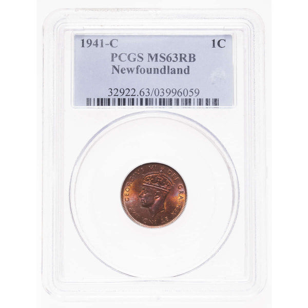 NFLD 1 cent 1941C Red Brown PCGS MS-63