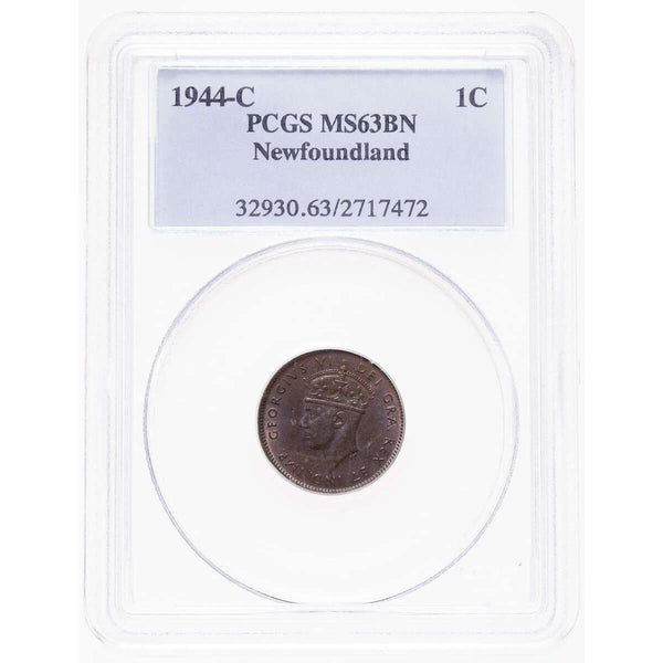 NFLD 1 cent 1944C Brown PCGS MS-63