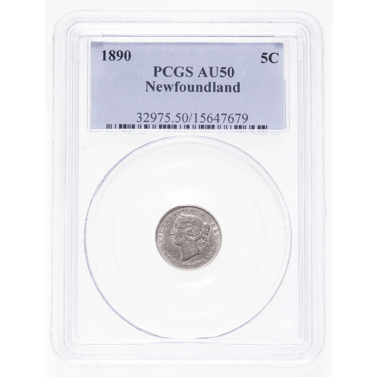 NFLD 5 cent 1890 PCGS AU-50